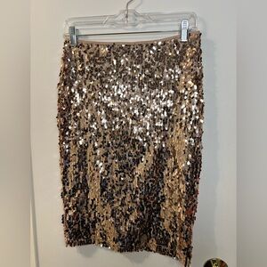 Sequin Embellished Gold and Brown Skirt
